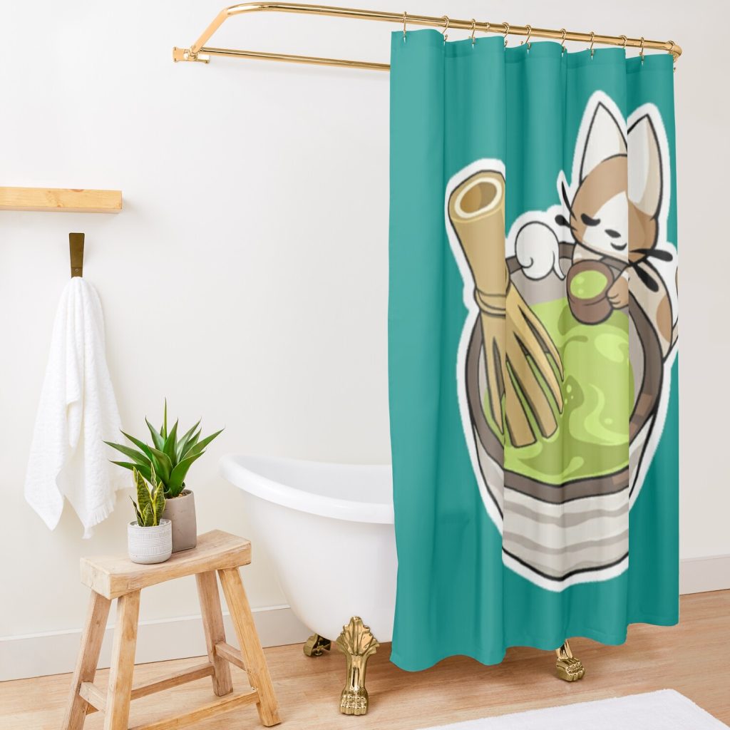 Matcha Break Spray Shower Curtain Official Valorant Merch