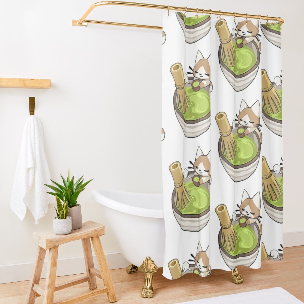 Matcha Break Spray Shower Curtain Official Valorant Merch