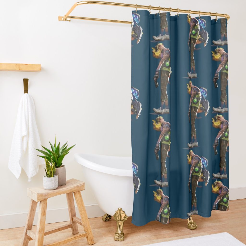 Gekko Artwork Spray Shower Curtain Official Valorant Merch