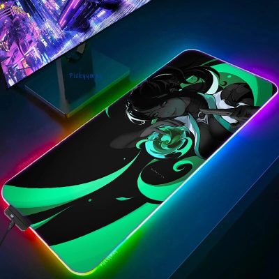 Valorant RGB Gaming Mousepad Big LED Gamer Mausepads PC Desk Mat Luminous Mouse Pad Large Keyboard 16 - Valorant Gifts