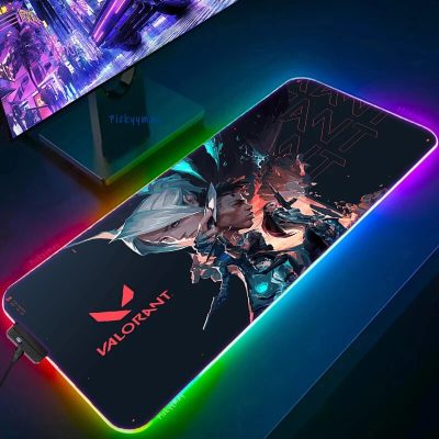 Valorant RGB Gaming Mousepad Big LED Gamer Mausepads PC Desk Mat Luminous Mouse Pad Large Keyboard 17 - Valorant Gifts